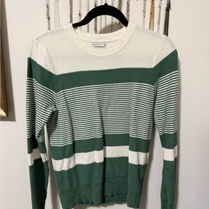 Green and White Striped Sweater